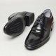 Men's Round Toe Brogue Open Lacing Black Cow Leather Oxford Shoes