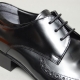 Men's Round Toe Brogue Open Lacing Black Cow Leather Oxford Shoes