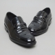 Men's Apron Toe Black Leather Wrinkle Horse Bit Loafer shoes