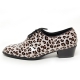 Men's Pointed Tod Leopard Pattern Lace up High Heel Shoes