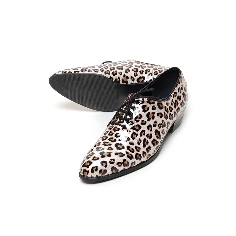 Men's Leopard Pattern High Heel Shoes