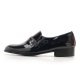 Men's Round Toe Glossy Black Synthetic Leather Loafers Shoes