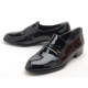 Men's Round Toe Glossy Black Synthetic Leather Loafers Shoes