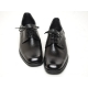 Men's Square Top Black Leather Open Lacing Oxford Shoes
