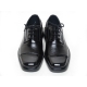Men's Square Top Straight Tip Black Leather Open Lacing Oxford Shoes