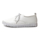 Women's White Platform Synthetic Leather Lace Up Back Tap Fashion Sneaksers