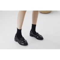 Women's Apron Toe Fringe Synthetic Leather Penny Loafer Shoes