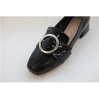 Women's Apron Toe Buckle Strap Synthetic Leather Chunky Heel Loafer Shoes