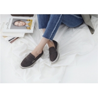 Women's U-Line Stitch Vintage Platform Synthetic Suede Loafer Shoes
