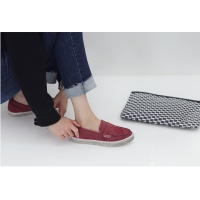 Women's U-Line Stitch Vintage Platform Synthetic Suede Loafer Shoes