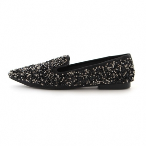 black glitter low heel shoes