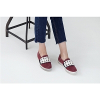 Women's Round Toe Synthetic Suede Front Jewel Decoration Elastic Band Vintage Platform Loafer Shoes