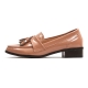 Women's Apron Toe Tassel Glossy Low Heel Loafer Shoes