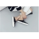Women's Mesh Jewel Elastic Band White Platform Loafer Mules Shoes