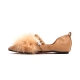 Women's pointed toe fur trimming flat Loafer Shoes