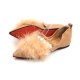 Women's pointed toe fur trimming flat Loafer Shoes