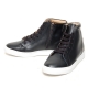 Men's Round Toe Leather Lace Up Side Zip Hidden Insole Increase Height High Tops Elevator Shoes