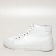 Men's White Platform Synthetic Leather Eyelet Lace Up Side Zip Hidden Wedge Insole Increase Height High Tops Sneaksers