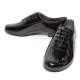 Men's Round Toe Glossy Black Leather Side Punching Lace Up Leather Outsole Dance Shoes