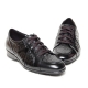 Men's Apron Toe Two Tone Wrinkle Leather Lace Up Fashion Sneakers Shoes