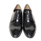 Men's Plain Toe Black Leather Open Lacing Med Heel Oxford Shoes