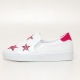 Women's Glitter Pink Star Synthetic Leather Elastic Band Sneakers Shoes