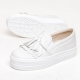 Women's White Thick Platform Tassel Fringe Elastic Band Synthetic Leather Sneakers Shoes