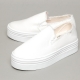 Women's White Thick Platform Elastic Band Denim Sneakers Shoes