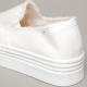 Women's White Thick Platform Elastic Band Denim Sneakers Shoes