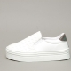 Women's White Thick Platform Elastic Band Mesh Sneakers Shoes