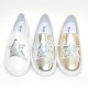 Women's White Platform Elastic Band Glitter Silver Star Spangle Synthetic Leather Sneakers Shoes