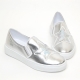 Women's White Platform Elastic Band Glitter Silver Star Spangle Synthetic Leather Silver Sneakers Shoes