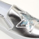 Women's White Platform Elastic Band Glitter Silver Star Spangle Synthetic Leather Silver Sneakers Shoes