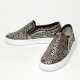 Women's White Platform Elastic Band Glitter Bronze Synthetic Leather Mesh Sneakers Shoes