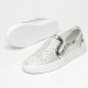 Women's White Platform Elastic Band Glitter Silver Synthetic Leather Mesh Sneakers Shoes
