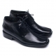 Men's Flat Square Toe Black Leather Lace Up Side Zip Ankle Boots