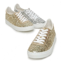 Women's Glitter Gold Silver White Platform Lace Up Sneakers Shoes