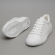 Women's White Platform Eyelet Lace Up Fabric Sneakers Shoes