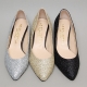 Women's Pointed Toe Glitter Black Silver Gold Med Heel Pumps US5.5~US10