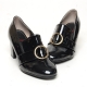 Women's Round Toe Glossy Med Heel Loafers Shoes US5.5~US10