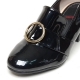 Women's Round Toe Glossy Med Heel Loafers Shoes US5.5~US10