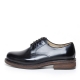 Men's Plain Toe Black Leather Open Lacing Oxford Shoes