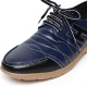 Men's Apron Toe Two Tone Stitch Navy Sheep Skin Lace Up Fashion Sneakers Shoes