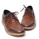 Men's Apron Toe Two Tone Stitch Brown Sheep Skin Lace Up Fashion Sneakers Shoes