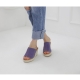 Women's Open Toe Cow Leather Espadrille Thick Platform High Wedge Heel Mules Black Yellow Violet