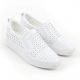 Women's high platform cubic Jewel punching synthetic leather back tap sneakers