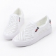 Women's white platform punching synthetic leather elastic band back bee embroider sneakers