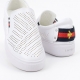 Women's white platform punching synthetic leather elastic band back bee embroider sneakers