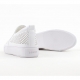Women's white platform punching synthetic leather elastic band back tap sneakers