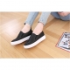 Women's white platform punching synthetic leather elastic band back tap sneakers